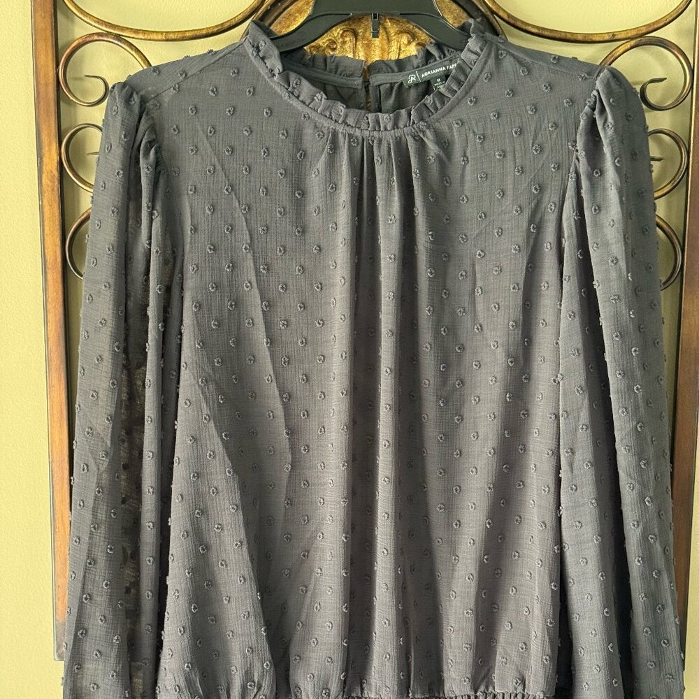 Adrianna Papell Long Sleeve Gray Blouse